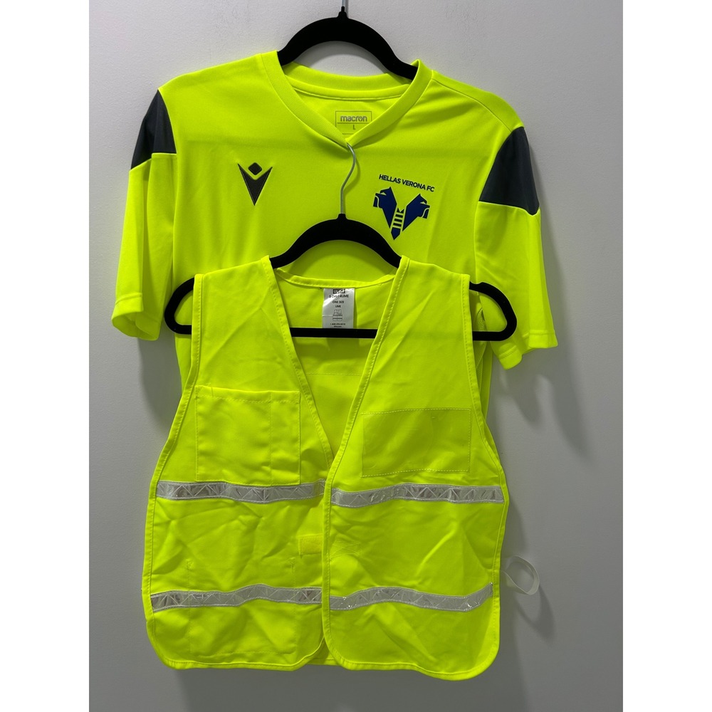 Macron Hellas Verona FC Training Shirt L & Uline Reflective Safety Vest Set Neon